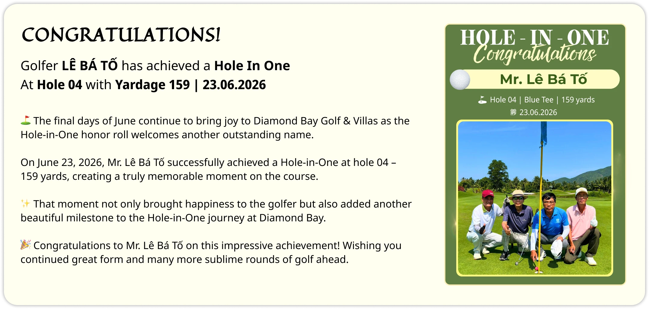 Diamond Bay Golf & Villas Promotion
