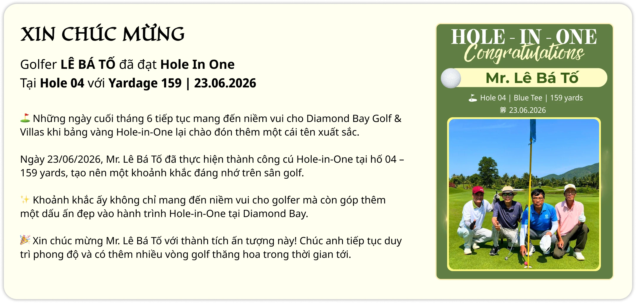 Diamond Bay Golf & Villas Promotion