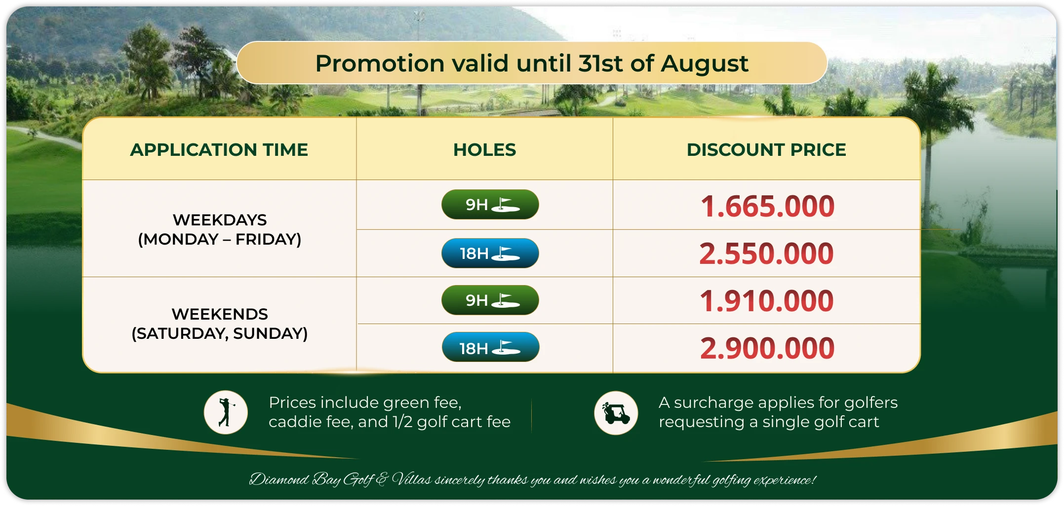 Diamond Bay Golf & Villas Promotion