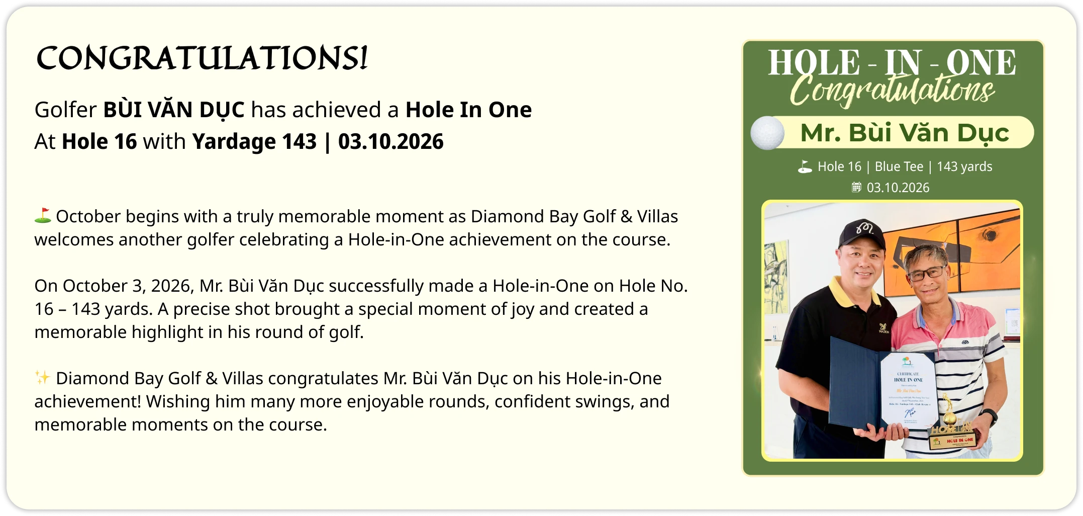 Diamond Bay Golf & Villas Promotion