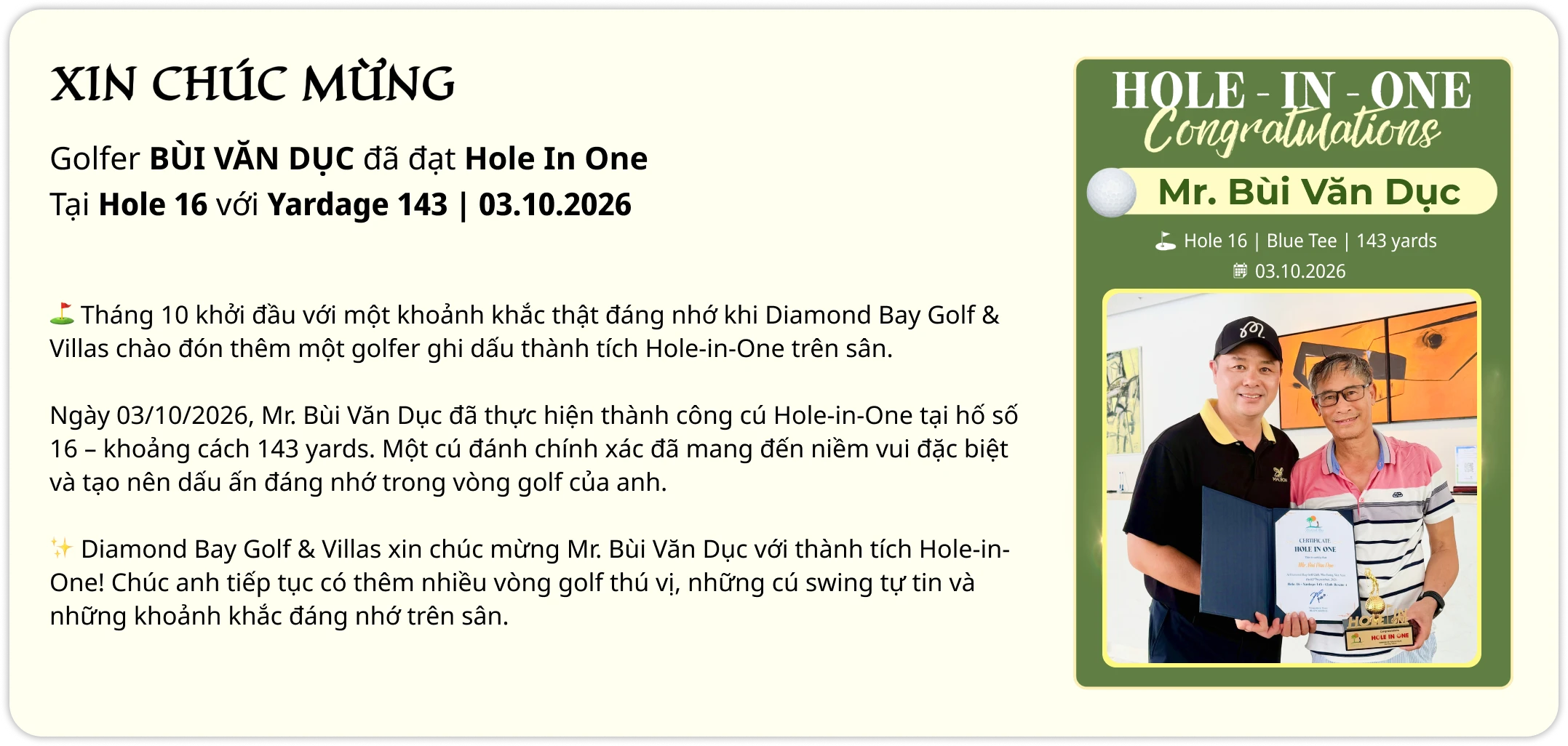 Diamond Bay Golf & Villas Promotion